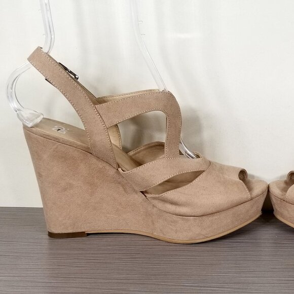 bp. Sunny Wedge Platform Sandal, Blush Faux Suede, Womens Size 8 M - Picture 6 of 12